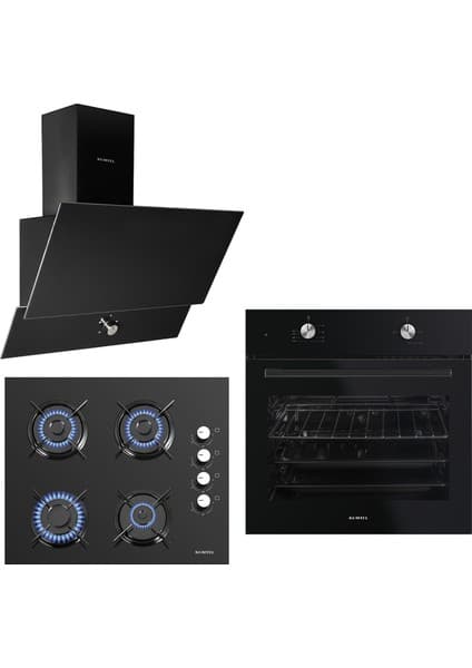 Kumtel Home Siyah Cam Ankastre Set (DA6-830 Davlumbaz + KO-40 TAHDF Ocak+ B66-S2 Fırın) 6
