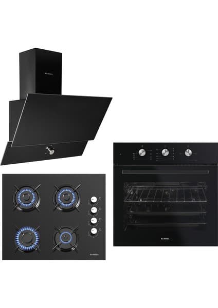 Kumtel Dizayn Antrasit (Gri) Cam Ankastre Set 8