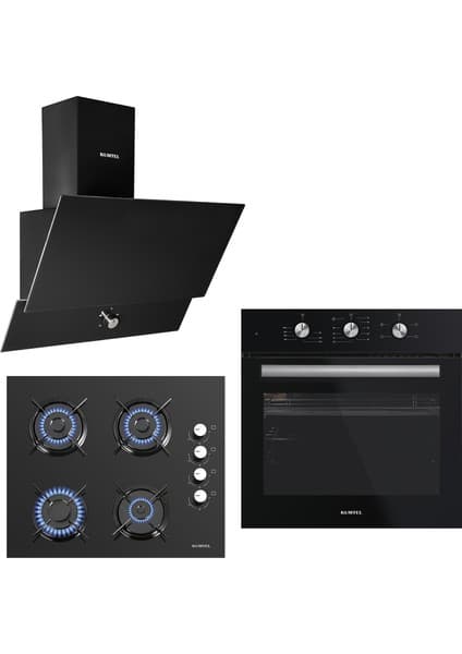 Kumtel Kristal Siyah Cam Ankastre Set (DA6-830 Davlumbaz + KO-40 TAHDF Ocak + B66 - SF2 Fırın) 7