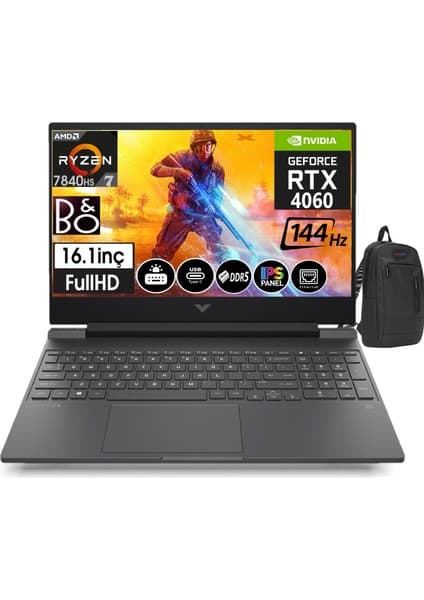 Hp Victus S0014NT Ryzen 7 7840HS 16GB Ddr5 Ram 512GB SSD 8gb RX4060 16,1 Inç 144Hz IPS Fhd WINDOWS11HOME Taşınabilir Bilgisayar 77Z4M5EAW10+ZETTAÇANTA