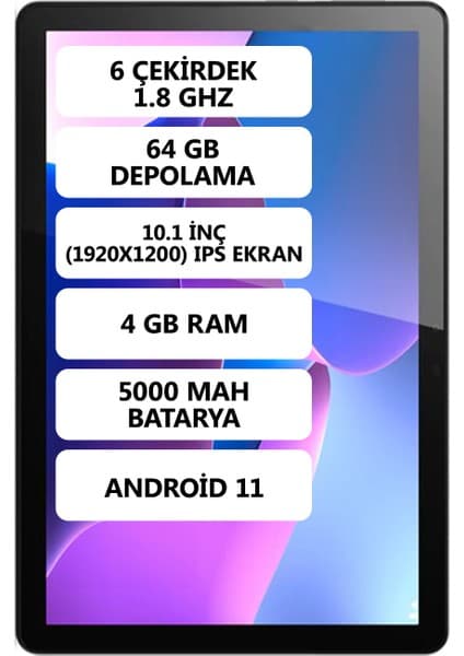 Lenovo Tab M10 (3rd Gen) 4gb 64 GB Depolama 10,1" Wuxga Tablet - ZAAG0003TR