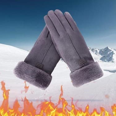 Bestone Kadın Eldiven Tam Parmak Mittens Kış Rüzgar Geçirmez Eldiven Bisiklete Binme Gri Gri (Yurt Dışından) 4