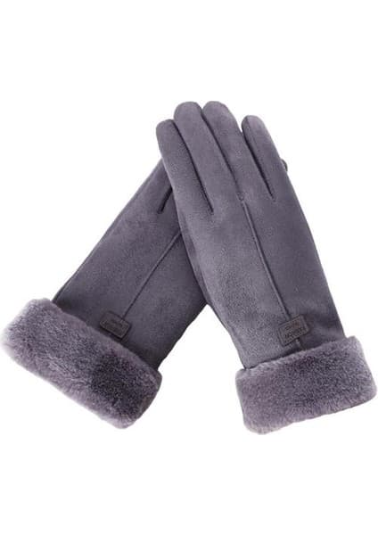 Bestone Kadın Eldiven Tam Parmak Mittens Kış Rüzgar Geçirmez Eldiven Bisiklete Binme Gri Gri (Yurt Dışından)