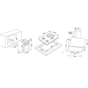 Kumtel mt Siyah Cam Ankastre Set ( Fırın B66 - Ocak KO40TAHDF - Ocak 830 ) 5