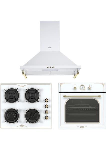Vestel Beyaz Rustik Ankastre Set (Fırın+Ocak+Davlumbaz)