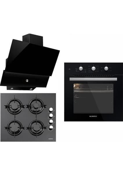 Kumtel mt Siyah Cam Ankastre Set ( Fırın B66 - Ocak KO40TAHDF - Ocak 830 )