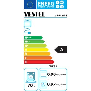 Vestel SF 94212 S 4 Gözü Gazlı 1 Gözü Woklu A Enerji Sınıfı Solo Fırın 2