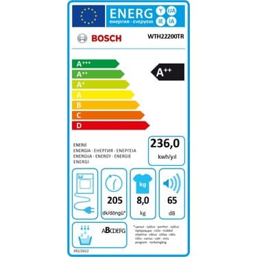 Bosch WTH22200TR 8 kg E Sınıfı Isı Pompalı Kurutma Makinesi 4