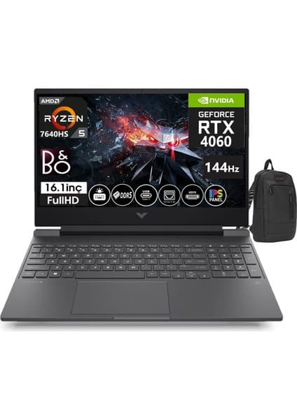 Hp Victus Laptop 16 - S0035NT Amd Ryzen 5 - 7640HS 64GB Ddr5 512GB SSD 8gb RTX4060 16.1 Inç 144Hz IPS Fhd Freedos Taşınabilir Bilgisayar VİCTUS7Z5Z2EAW07+WEBLEGELSINÇANTA