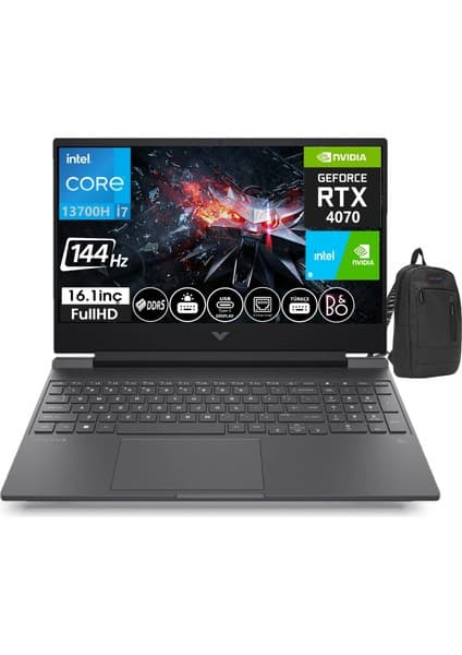 Hp Victus 16-R0006NT Intel Core I7 13700H 64GB Ddr5 512GB SSD 8gb RTX4070 16.1 Inç 144Hz IPS Fhd WINDOWS11PRO Taşınabilir Bilgisayar VİCTUS7P632EAW25+WEBLEGELSINÇANTA