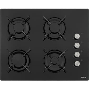 Vestel Eğik Siyah Hamur Şefi Set Modern Mutfak Uyumlu Cam Ocak Yüzeyi 4 Ocak Gözü 3
