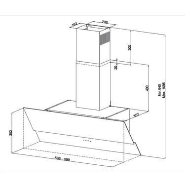 Vinola CWB104.602 Siyah Yatay Cam Davlumbaz 2