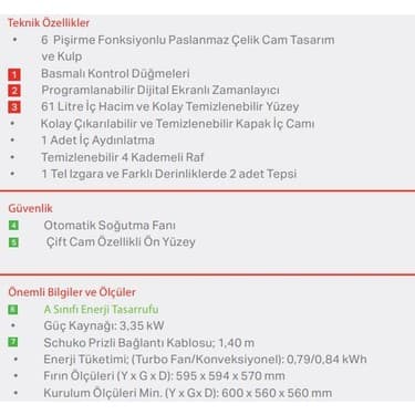 Termikel Bo O6445 W Ankastre Fırın 2
