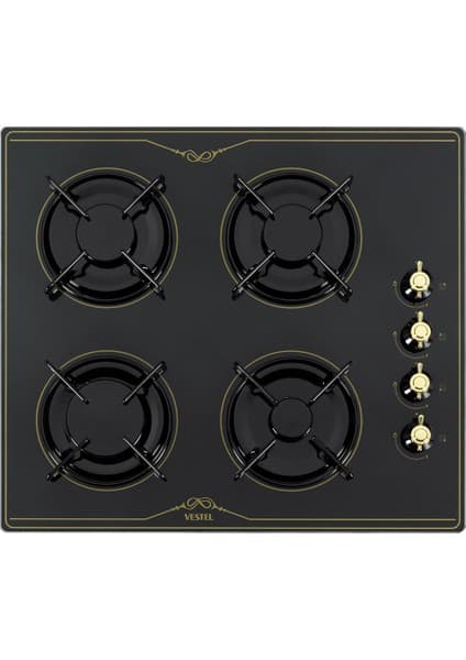 Vestel AO-6104 YRS Ankastre Ocak - Siyah Cam Yüzey, 4 Gözü Alevli
