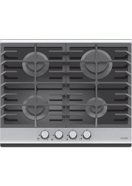 Vinola MOG.6210.111.01 - Alüminyum Panelli Siyah Cam Ankastre Ocak - Doğalgaz