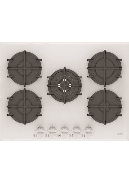 Vinola MOG.7110.111.02 Döküm Izgaralı Wok Gözlü Beyaz Cam Ocak - Doğalgaz