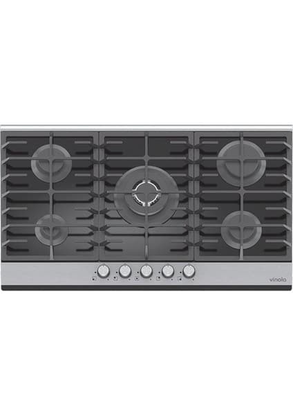 Vinola MOG.9210.111.01 90 cm Alüminyum Panelli Siyah Cam Ankastre Ocak - Doğalgaz