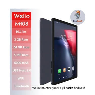 Welio Welıo Tab M108 64GB 10.1 Inc 3 GB Ram 64 IPS Ekran Hafıza Kart Destekli Tablet 3