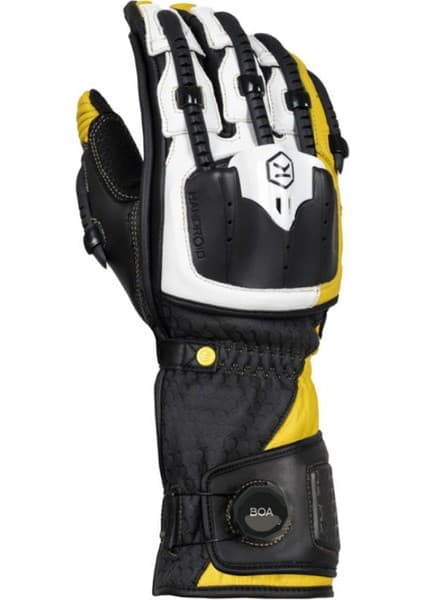Knox Handroid (Mk5) Korumalı Deri Motosiklet Eldiveni (Siyah / Sarı)