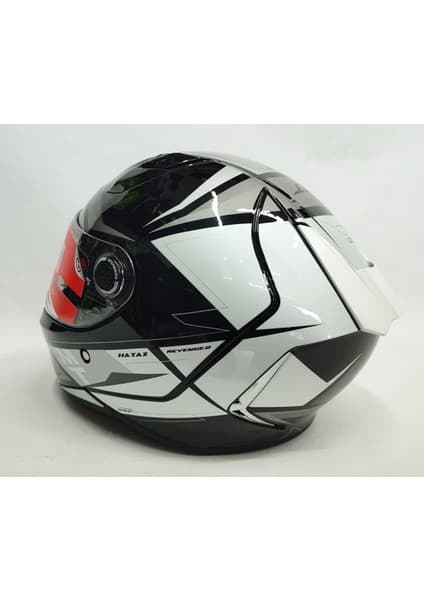MT Revenge 2 Hatax B2 Parlak Gri Siyah - Şeffaf Vizörlü V-14B