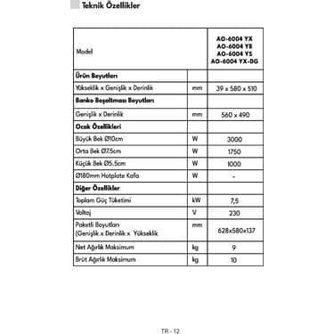 Vestel AO-6004 YX-DG Ankastre Ocak 6