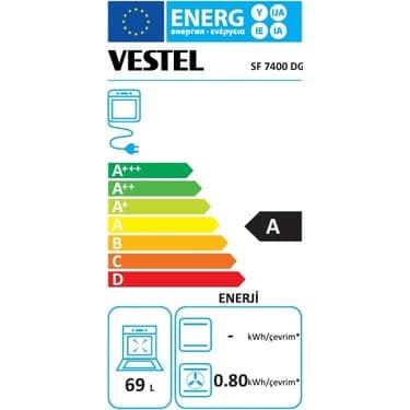 Vestel SF 7400 A Enerji Sınıfı 4 Gözü Gazlı Tamboy Solo Fırın 5
