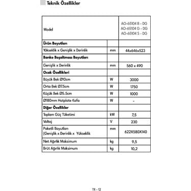 Vestel AO-65104 B-Dg 65 cm 4 Gözü Gazlı Ankastre Ocak 5