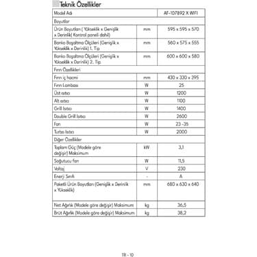 Vestel AF-107892 x Wıfı Ankastre Fırın 3