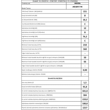 Vestel AD-6011 Yx Ankastre Davlumbaz 5