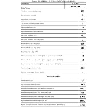 Vestel AD-9011 Yx Ankastre Davlumbaz 6