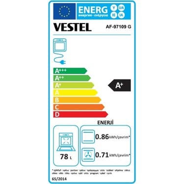 Vestel AF-97109 G 78 Lt A+ Enerji Sınıfı Ankastre Fırın 4