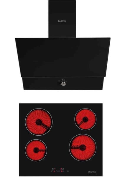 Kumtel Ankastre 2'li Set Elektrikli Cam Ocak ve Davlumbaz