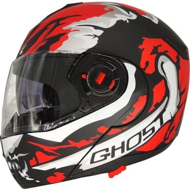 Free-M 961 Ghost Güneş Vizörlü Çeneden Açılır Kask Siyah - Beyaz - Kırmızı 2