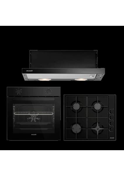 Arçelik En Ekonomik Siyah Ankastre Set (Fırın + Ocak + Davlumbaz)