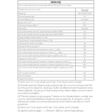 Vestel  Km 86201 8 kg Kurutma Makinesi 3