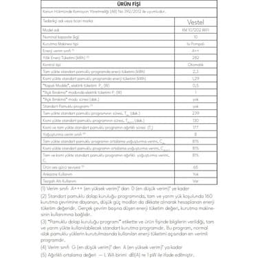 Vestel  KM 127202 WIFI 12 kg Kurutma Makinesi 3