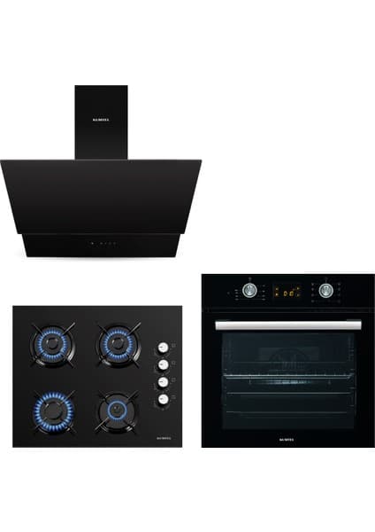 Kumtel Rustik Siyah Cam Ankastre Set (DA6-835 Davlumbaz KO-40 TAHDF Ocak B66-SF2 Fırın) 8