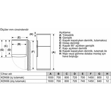 Bosch KDN56XIF1N 522 lt Üstten Donduruculu No-Frost Buzdolabı 6