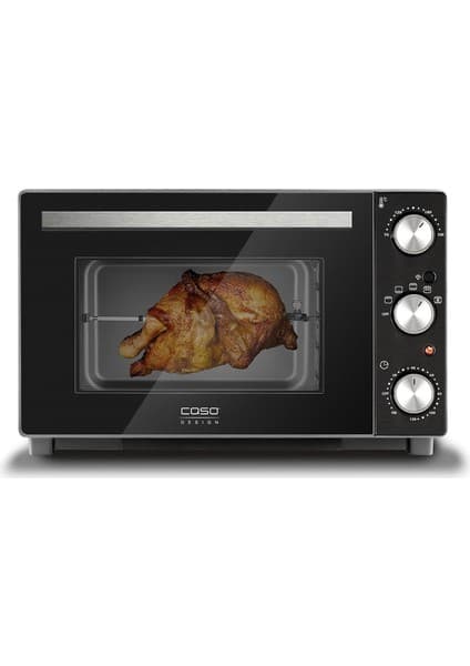 Caso Tasarım Fırın, 32 Litre Pişirme Alanı, 4 Çekmece, 70 – 230°C, Pizza Taşı Dahil, 5 Kat Fonksiyon: Sıcak Hava, Motorlu Döner Şiş