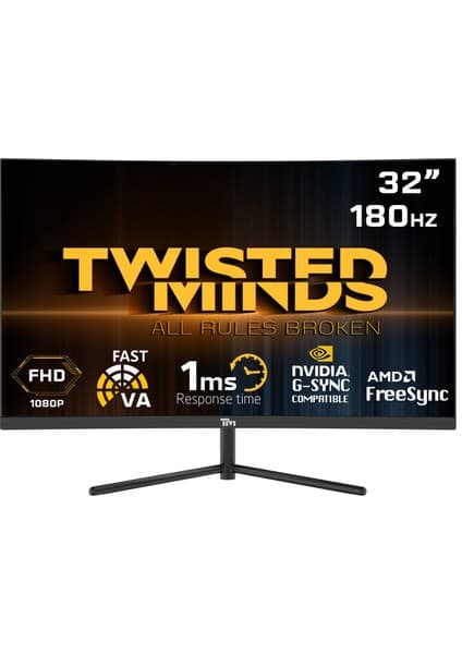 Twisted Minds Twısted Mınds 32" TM32CFHD180VA Fhd 180HZ 1ms HDMI Dp HDR10 R1500 Kavisli Rgb Gamıng Monitör