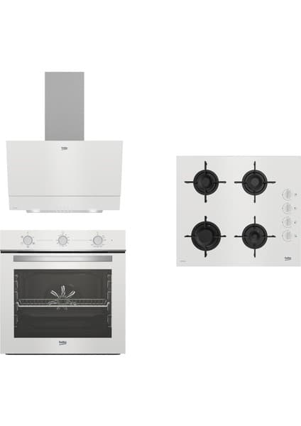 Beko Beyaz Cam Ankastre Set