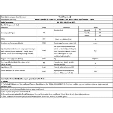 Vestel BM 10512 KX GI Pro + WIFI Bulaşık Makinesi 7