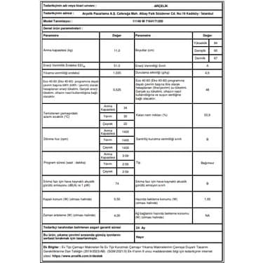 Arçelik 11140 M Çamaşır Makinesi 7