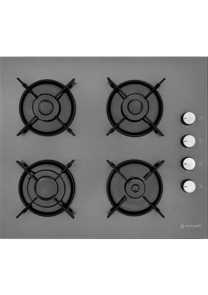 Kılıç Teknoloji Eminçelik Ec-Sü 1240 BG60 4g 60 cm Izgaralı Doğalgazlı Cam Ocak Siyah