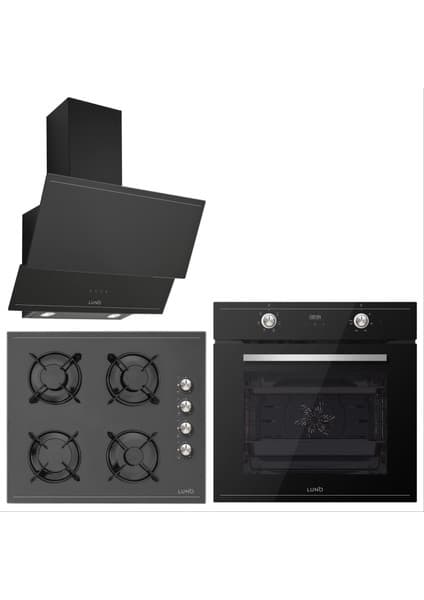 Luno Ankastre Siyah Set ( 3420B Davlumbaz 6502B Fırın CS5335B Ocak )