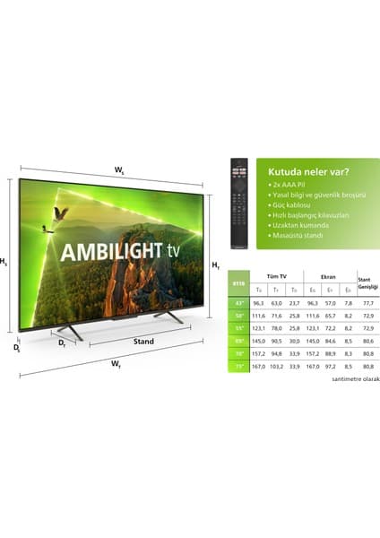 Philips 55PUS8118 55" 139 Ekran Uydu Alıcılı 4K Ultra HD Smart LED TV 8