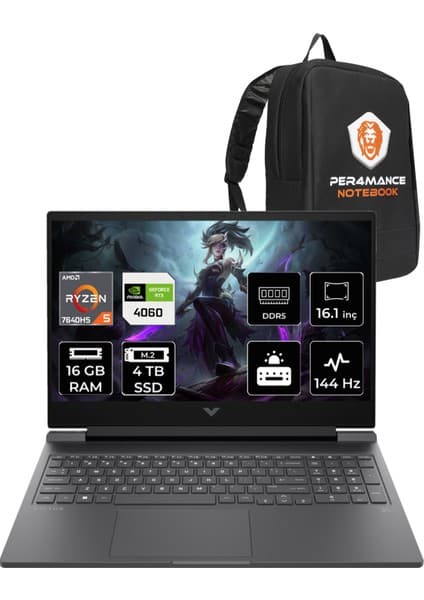HP Victus 16 AMD Ryzen 5 7640HS 16GB 4TB SSD RTX4060/8GB 144Hz 16.1\