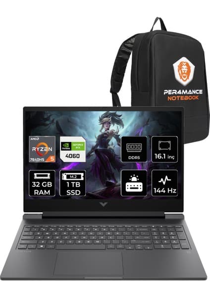 HP Victus 16 AMD Ryzen 5 7640HS 32GB 1TB SSD RTX4060/8GB 144Hz 16.1\