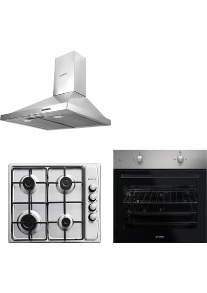 Kumtel Inox Ankastre Set (DP6X Davlumbaz - B66 -S2 Fırın - KO-410 Bf Inox Ocak )