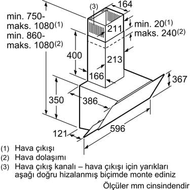 Bosch DWK68AK60T Siyah Cam Eğik Davlumbaz 5